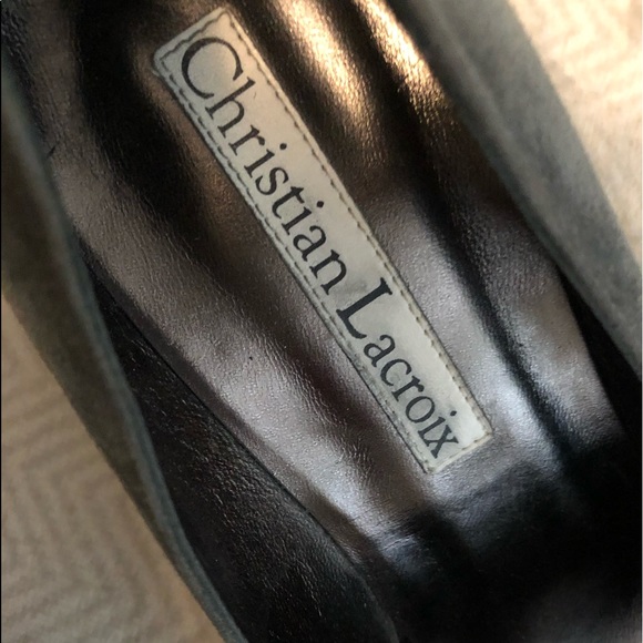 DEAL! Italian grey suede, black heel stunning designer stilettos, 38 - Picture 2 of 5